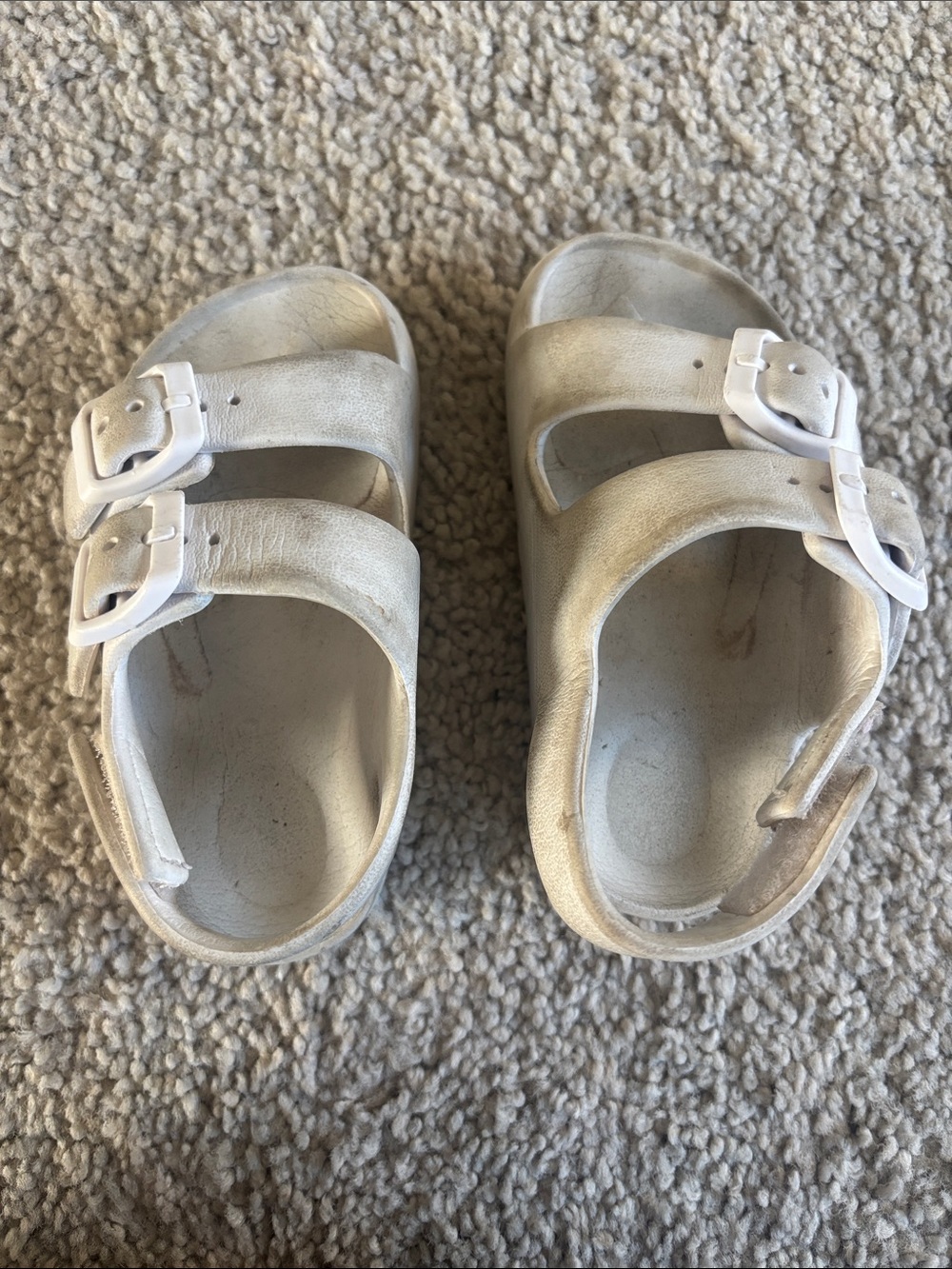 Kids White Double-Buckle Slide Sandals